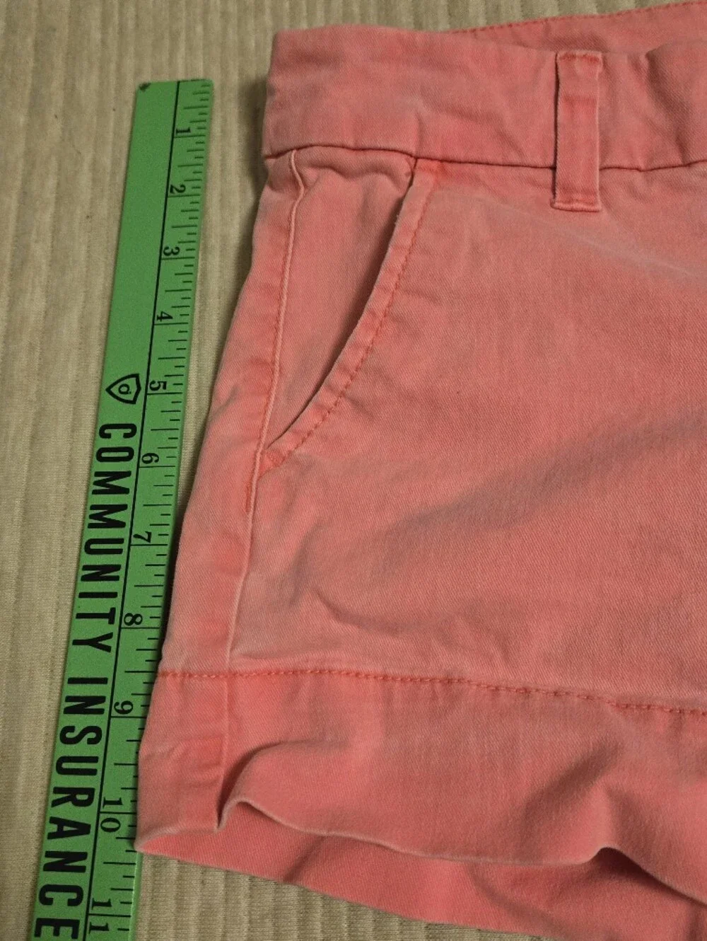 American Eagle Outfitters Coral Pink Stretch Jean Midi Shorts. Size 0.